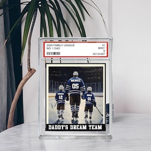 Style carte à collectionner Hockey n° 1, papa homme et enfants, bloc acrylique personnalisé, plaque pour papa, cadeau de fête des pères pour papa hockeyeur, cadeau pour mari