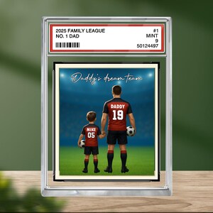 Bloc acrylique personnalisé, style carte à collectionner footballeur no. 1, papa, grand-père, homme et enfants, cadeau fête des pères pour papa footballeur, décoration plaque de famille