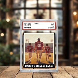 Tarjeta coleccionable de papá y niños, número 1 del fútbol, bloque acrílico personalizado, placa para papá, regalo del Día del Padre para papá futbolista, regalo para esposo
