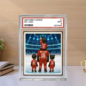 Plaque bloc acrylique personnalisée Hockey n° 1, carte à collectionner papa, cadeau de fête des pères pour amateur de hockey, joueur de hockey, cadeau pour mari de hockey