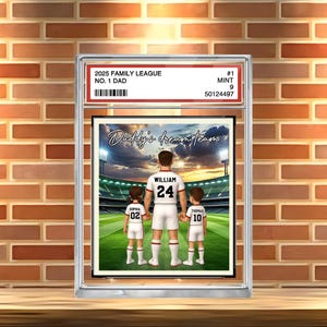 Tarjeta coleccionable personalizada de acrílico "El equipo de ensueño de papá", número 1 del fútbol, para papá, abuelo, hombre y niños, regalo para el Día del Padre para papá futbolista.