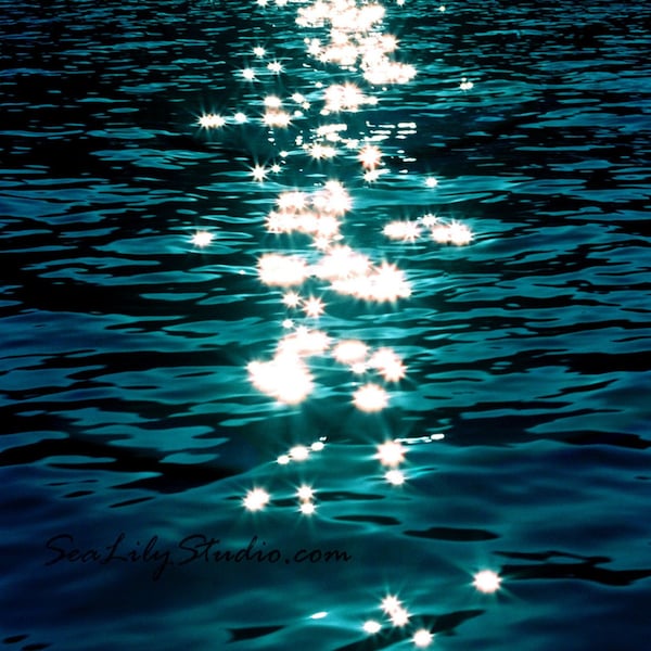 Stardust : twinkle star photo beach summer photography shimmer sparkle water print blue green teal home decor 8x10 11x14 16x20  20x24