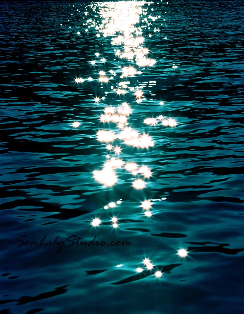 Stardust : twinkle star photo beach summer photography shimmer sparkle water print blue green teal home decor 8x10 11x14 16x20 20x24 image 1