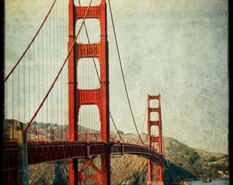 Golden Gate Bridge photo : san francisco photography bay area northern california historic red orange teal home decor 8x12 12x18 16x24 20x30