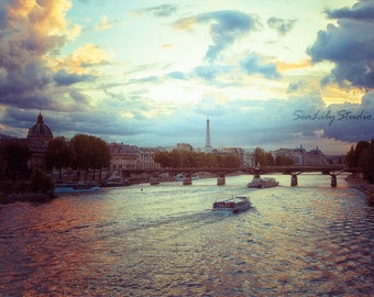 View of Paris 24x36 : paris france french photography pont neuf river seine eiffel tower love romantic fine art print home decor