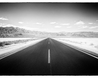 Lonesome Highway : california photography desert death valley landscape black white photo monochrome home decor 8x12 12x18 16x24 20x30 24x36