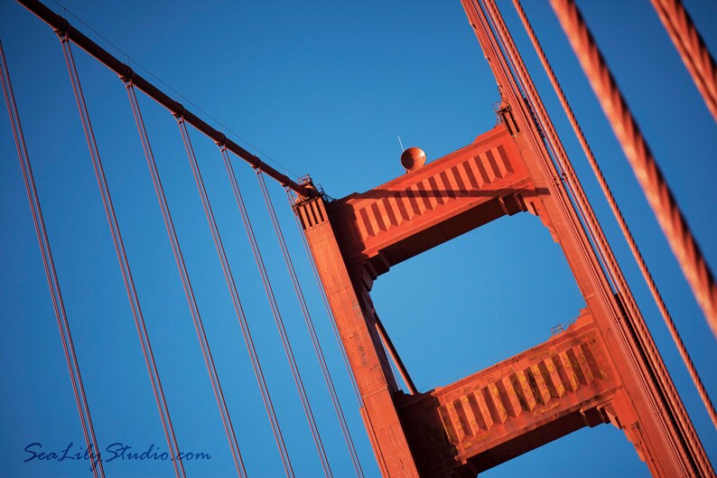 Golden Gate Bridge photo : san francisco photography bay area northern california historic red orange blue home decor 8x12 12x18 16x24 20x30 image 1