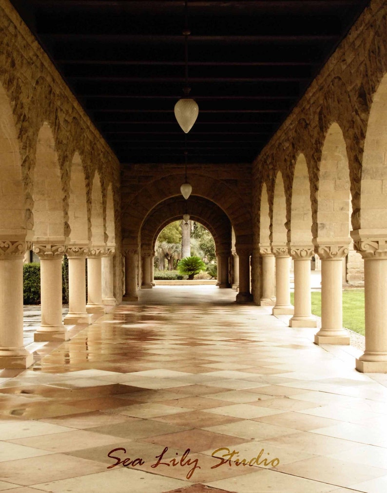 Arched Walkway : stanford university school college graduation palo alto marble stone plaza 8x10 11x14 16x20 20x24 24x30 image 1