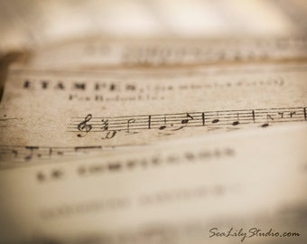 Vintage Sheet Music : classical antique vintage sheet music photography haunted ivory piano french home decor 8x10 11x14 16x20 20x24 24x30