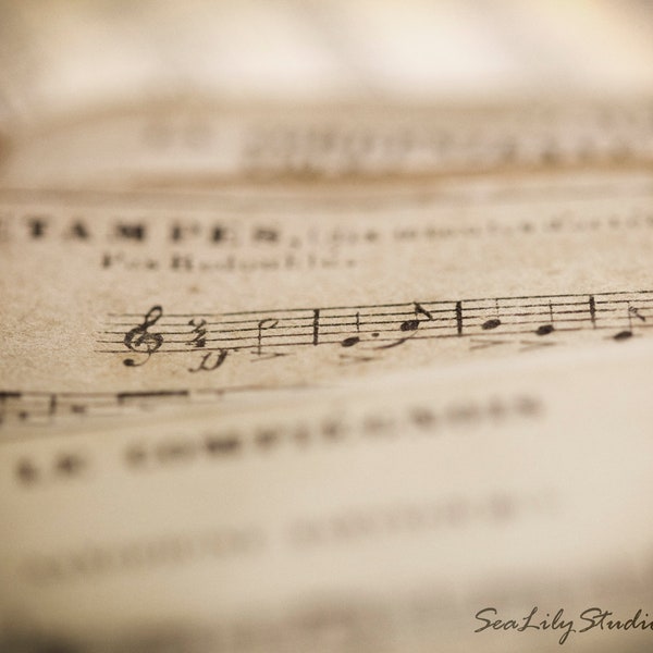 Vintage Sheet Music : classical antique vintage sheet music photography haunted ivory piano french home decor 8x10 11x14 16x20 20x24 24x30