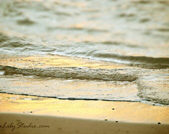 Angel Sea : beach photography aqua gold sunset surf home decor 8x12 12x18 16x24 20x30 24x36