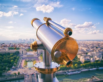 Eiffel Tower Telescope : paris france photography tourist travel photo view horizon adventure home decor 8x12 12x18 16x24 20x30 24x36