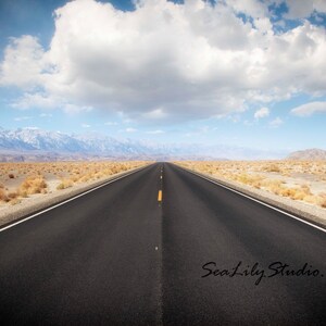 Open Road : highway photography california desert death valley landscape photo cloud blue sky home decor 8x12 12x18 16x24 20x30 24x36