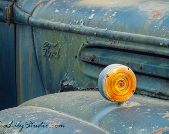 My Hometown : old truck photography americana photo abandoned vintage ford classic relic blue teal home decor 8x12 12x18 16x24 20x30 24x36