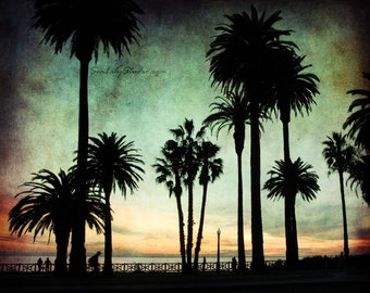 Day's End : summer beach photography palm tree silhouette teal orange california coastal home decor 8x10 11x14 16x20 20x24 24x30