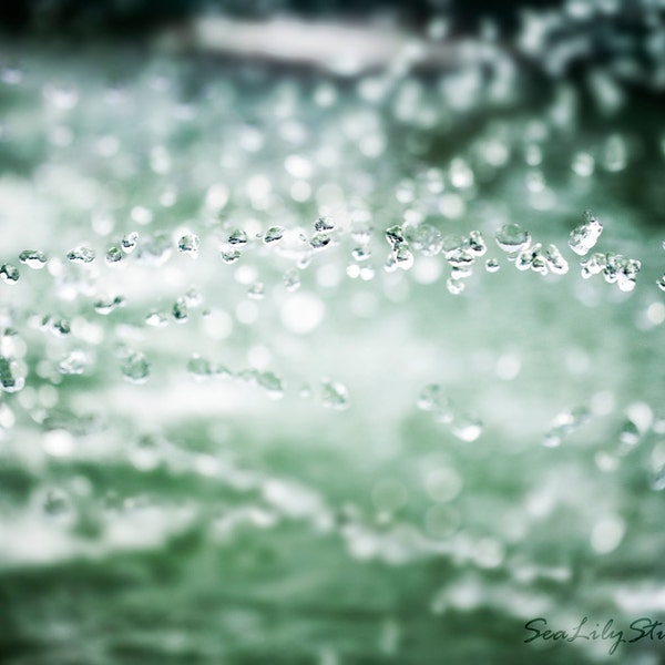 Drops of Jupiter : water photography abstract fountain splash droplets aqua green blue home decor 8x12 12x18 16x24 20x30 24x36