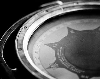 Second Star to the Right : compass nautical photography peter pan black white photo monochrome home decor 8x12 12x18 16x24 20x30 24x36