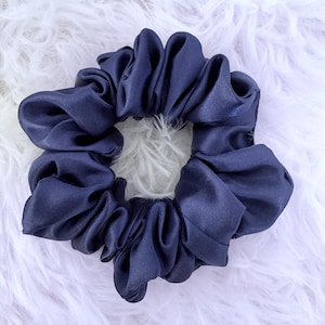 Navy Blue Satin Scrunchie, Blue Scrunchies, Satin Scrunchy, Hair Accessories, scrunchies