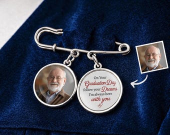 Custom Photo Graduation Walking Beside You, Custom 2026 Graduation Label Pin Photo Text Charm, Memorial Graduation Gift For Him/Her