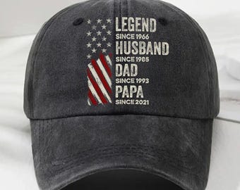Personalized Legend Husband Dad Grandpa Custom Baseball Cap with Names, Mens Ball Cap, Dad Birthday Gift, Papa Hat, Gift For Him
