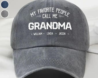 Custom Mom & Grandparent Gift, Washed Denim Hat, Personalized Grandma, Mama, Gigi, Grandma, Mommy, Nana Baseball Cap, Mother's Day Gift