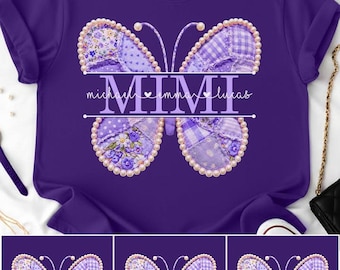 Personalized Mimi Shirt with Kids Names, Grandma Shirt, Butterfly Nana T-Shirt, Grandma Nana Gigi Mother's Day Shirt, Nana Tee, Nana Gifts