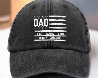 Personalized Dad Hat, Vintage Baseball Cap for Dad, Custom Grandpa Hat with Kid Names, Father's Day Gift for Dad, Papa Cap