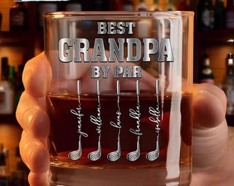 Golf Gift Whiskey Glass Best Dad By Par Golf Clubs, Father's Day Gift For Dad, Golf Lover Gift For Him, Dad Birthday Golf Lover Gift