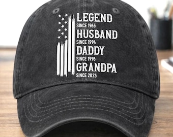 Legend Husband Dad Grandpa Custom Baseball Cap with Names, Mens Ball Cap, Dad Birthday Gift, Papa Hat, Father's Day Gift For Him