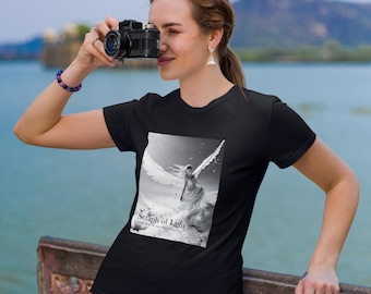 Angel Graphic T-Shirt for Women – Seraph of Light Spiritual Tee, Celestial Gift