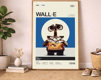 Wall E-filmaffisch, minimalistisk filmväggkonst utskrivbar (digital nedladdning)