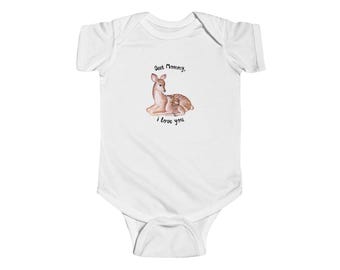 Deer Mommy Cute Baby Bodysuit, Infant Onesie for New Parents, Baby Gift, Nursery Apparel, Animal Design, Baby Shower Gift