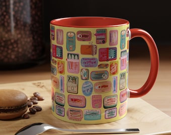 Mug vintage à imprimé sardines