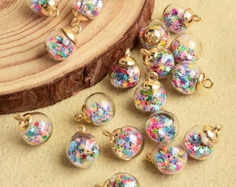Colorful Star Confetti Globe Sneaker Charms | Detachable Lace Accessories (Set of 2)
