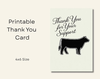 Show Heifer Thank You Card - Printable 4x6 Digital Download