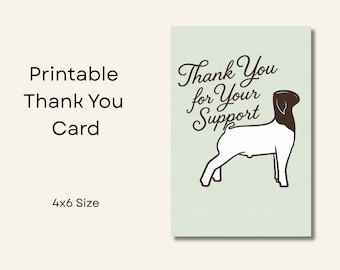 Show Goat Thank You Card - Printable 4x6 Digital Download