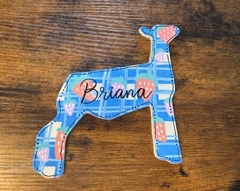 Custom Hand Painted Wooden Livestock Show Animal Cutout – Personalized Name Sign Keepsake