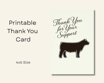 Show Steer Thank You Card - Printable 4x6 Digital Download
