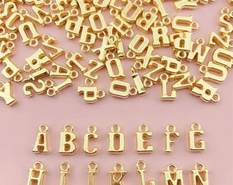 Gold Alphabet Letter Charms | DIY Necklace Bracelet Jewelry Making (Set of 2)