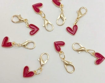 Red Heart Sneaker Charms | Gold Shoe Lace Accessories (Set of 2)