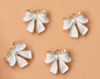 White Gold Trim Bow Shoe Charms | Coquette Lace Clips, Sneaker Accessories