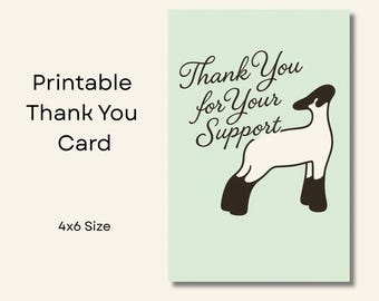 Show Lamb Thank You Card - Printable 4x6 Digital Download