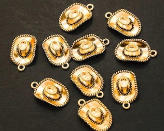 Cowboy Hat Sneaker Charms | Gold Silver Shoe Lace Charms (Set of 2)