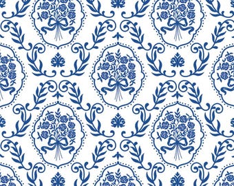 Blauwe vintage katoenen stof met bloemen - zachte kinderstof - handgemaakte doe-het-zelfstof - geschikt om te naaien