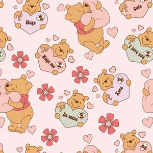 Cute Huge Winnie Pattern Fabric Winnie The Pooh Cartoon Pattern Cotton Fabric Disney Style Winnie Sold By Half Yard