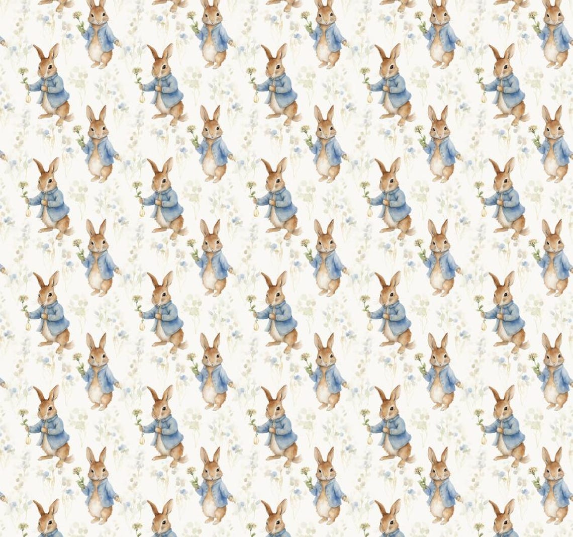 Peter Rabbit Pattern Background Watercolor Peter Rabbit Pattern Cartoon Cotton Fabric Sold by Half Yard ...