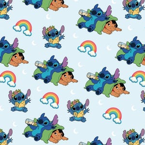 Cute Rainbow Stitc Cotton Fabric Lilo Cartoon Fabric - Soft Children's Fabric - Handmade DIY Fabric - Suitable for Sewing