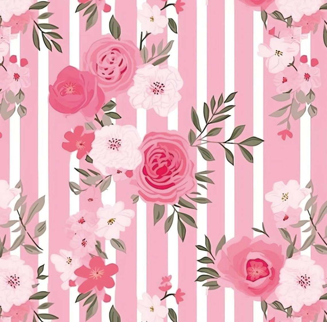 Pink Rose Pattern Material Striped Pink Rose Pattern Pure Cotton Fabric Cotton Fabric Sold by Half ...