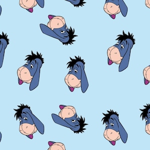 Cute Donkey Pattern Pure Cotton Fabric Donkey Cartoon  Pattern Cotton Fabric Sold By Half Yard
