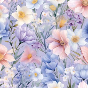 Tissu en coton doux à motif floral aquarelle violet - tissu floral à motif tournesol vendu par mètre